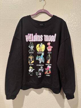 Disney Villains Moods Portrait Black Crewneck Sweatshirt XXXL